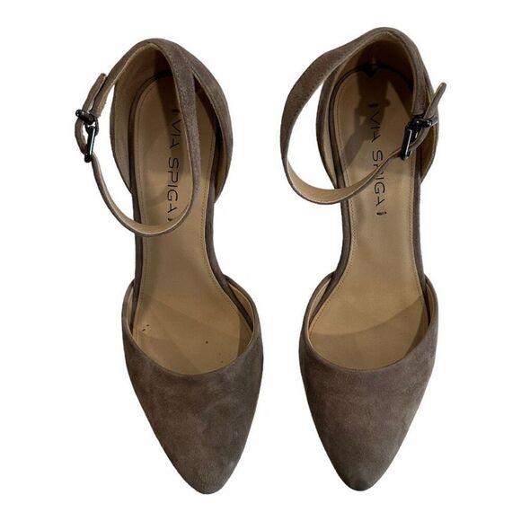 Via Spiga Women's V-Nalo Heather Pearl Suede Closed Toe Wedge Heels Size 7.5M - Picture 3 of 7